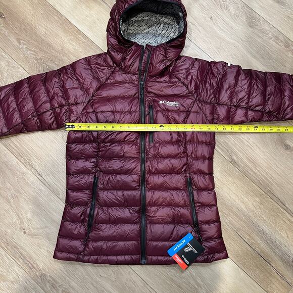 COLUMBIA Women's Arctic Crest Down Hooded Jacket Size M In Moonvista - Picture 8 of 13